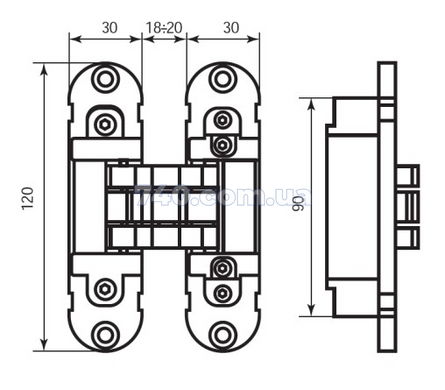 Дверная петля OTLAV INVISACTA 3D 30x120 mm + колпачки матовый хром 40-0039616 фото