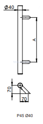 Дверна ручка-скоба WALA P45 Ø40, X=1000, L=1200 нержавіюча сталь матова (одностороння) 44-9736 фото