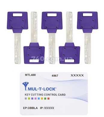 Комплект ключів MUL-T-LOCK ClassicPro/MTL400 5KEY+CARD 430057 фото