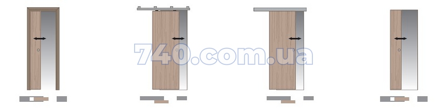 Розсувна система Comit для дерев'яних дверей з дотягувачем 50045 фото