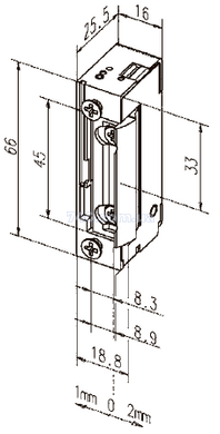 Електромеханічна защіпка eff-eff 118E A71, з механічним блокуванням, вузька для профільних дверей 41-0012541 фото