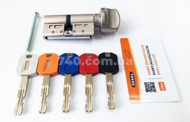 Цилиндр TOKOZ PRO 400 (33x30T) ключ-тумблер матовый никель 45-323 фото