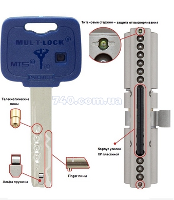 Циліндр MUL-T-LOCK MTL800/MT5+ (Мультілок МТ5+) 62 мм (31Тx31) ключ-тумблер 40-0016576 фото