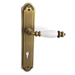 Ручка дверна на планці Fadex Siena 473/P04(Firenze). B02-бронза матова/біла кераміка. PZ 85 44-9915 фото