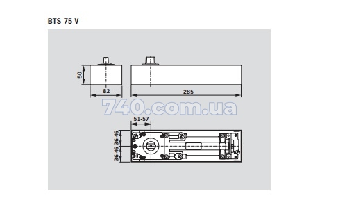 Дверний дотягувач DORMAKABA BTS75 EN 1-4 без фіксації до 80 кг 44-9194 фото
