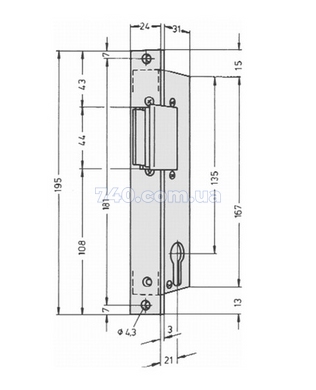 Защіпка електромеханічна EFF EFF 914 ZY12---02E34 (W/O_SP GREY 12V_DC_Ee L_12мм) НЗ для скляних дверей 44-7515 фото