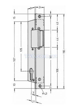 Защіпка електромеханічна EFF EFF 914 ZY12---02E35(W/O_SP GREY 12V_DC_Ee R _12мм) НЗ для скляних дверей 44-7517 фото