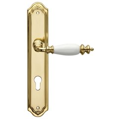 Ручка дверна на планці Fadex Siena 473/P04(Firenze). L01- латунь полірована/біла кераміка. PZ 85 44-9921 фото