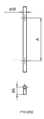 Дверна ручка-скоба WALA PA10 Ø30, X=200, L=300 матовий чорний (одностороння) 44-9757 фото