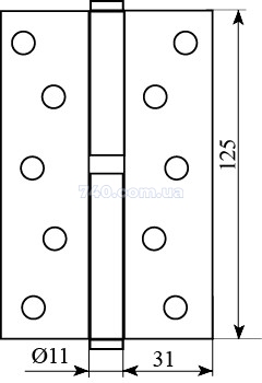 Дверна завіса FUXIA 125*2,5 мм розбірна хром 40-0020737 фото