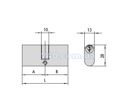 Овальный цилиндр Cisa Oval 1.08210.05.0 60 мм(30х30) ключ-ключ латунь матовая 45-1090 фото