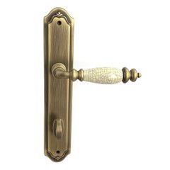 Ручка дверна на планці Fadex Siena 476/P04(Firenze). B02-бронза матова/потріскана кераміка. WC 96 мм 44-9929 фото