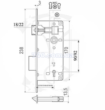 Механізм AGB Patent Grande 90/40 PZ латунь (B03597.40.03) 44-10774 фото