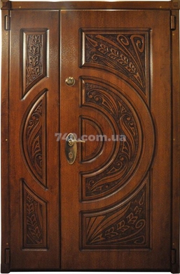 Входные двери двухстворчатые Сталь М, модель Венеция 2 фрезерованный МДФ художественный+патина 80-0013913 фото