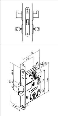 Замок врізний Abloy bb2011 univ bs45мм 72мм JME 20мм 2key w/o_sp 44-7584 фото