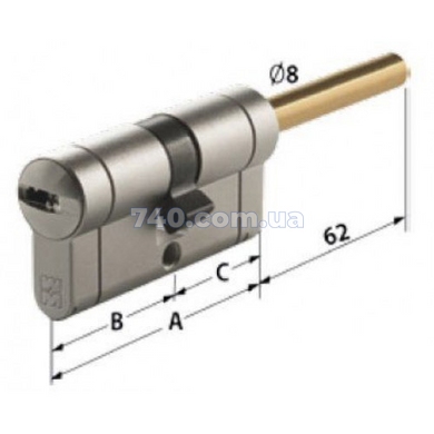 Цилиндр Mottura Champions Pro CP4P 62мм (31х Шток) ключ-тумблер бронза, длина штока до 80 мм 44-1812 фото