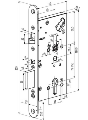 Замок электромеханический ABLOY EL 561 BS60мм 72мм FP24 RS UNIV DIN SOL 12-24V NC/NO EI EL542/543 44-7593 фото