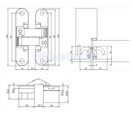 Дверная завеса (врезная) Anselmi 521 (AN 150 3D) до 60 кг 014, хром матовый 49-2103 фото