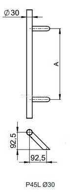 Дверная ручка-скоба WALA P45L Ø30, X=200, L=300 нержавеющая сталь матовая (двухсторонняя) 44-7313 фото