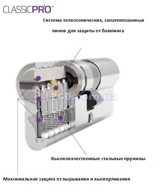 Циліндр MUL-T-LOCK CLASSIC PRO 54 мм (27x27) ключ-ключ матовий хром 40-0005065 фото