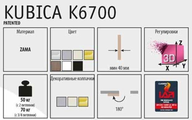 Дверна завіса KOBLENZ Kubica K6700 матовий хром 40-0021638 фото