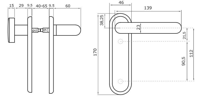 Набір фурнітури ISEO 032402 72мм STAINLESS_STEEL fix-mov CYL_HOLE 44-7431 фото