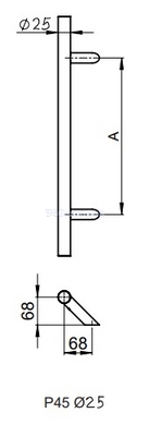 Дверна ручка-скоба WALA P45 Ø25, X=200, L=300 нержавіюча сталь матова (двостороння) 44-7269 фото