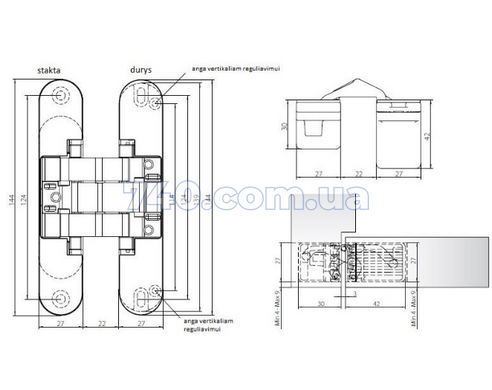 Дверна завіса Anselmi Istar 516 satin nickel 44 40-1150617 фото