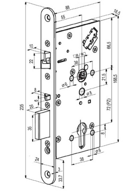 Замок электромеханический ABLOY EL 560 BS55мм 72мм FP24 RS UNIV DIN SOL 12-24V NC/NO PANIC_FUNCTION EI EL540/541 44-7596 фото
