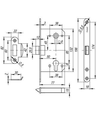 Межкомнатный механизм 85*50*18мм PZ 410С PVC Kevlar BN черный 45-789 фото