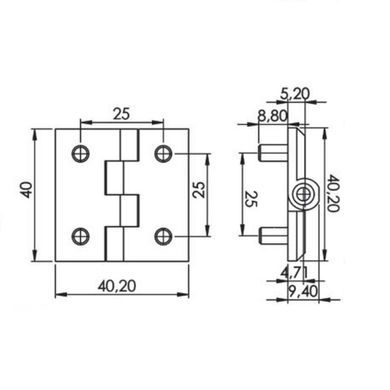 Петля дверна шарнірна RZ 424-V3, 40х40 мм 49-1564 фото