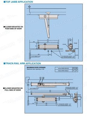 Доводчик накладной RYOBI 2550 D-2550 BLACK BC UNIV_ARM EN_1-4 до_80кг 1100мм FIRE 40-11177 фото