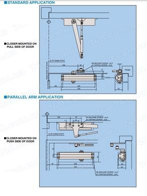 Доводчик накладной RYOBI 2550 D-2550 BLACK BC UNIV_ARM EN_1-4 до_80кг 1100мм FIRE 40-11177 фото