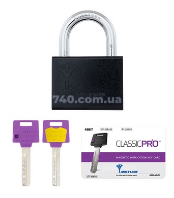 Замок висячий Mul-T-Lock M10/C1 Classic pro 4867 2key dnd3D_purple_ins R_shackle 30мм 9,5мм box_m 44-8540 фото