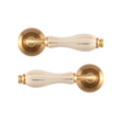 Дверная ручка FIMET 148-231C F02 Lady мат латунь/фарфор/слоновая кость золотая полоска 63531 фото
