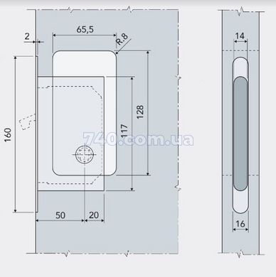 Дверна ручка AGB B30000.01.32 Wave для розсувних дверей матовий хром 44-6753 фото