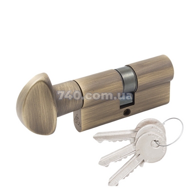Цилиндр Cortelezzi Primo 117F 60 мм (30x30T) ключ-тумблер античная бронза 40-0052653 фото