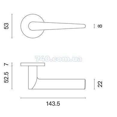 Дверна ручка APRILE Arnica R 7S AT полірований хром (тонка розетка) 40-00436833 фото