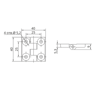 Петля меблева накладна RZ H1040.2.2.1, 40х40 мм 49-1568 фото