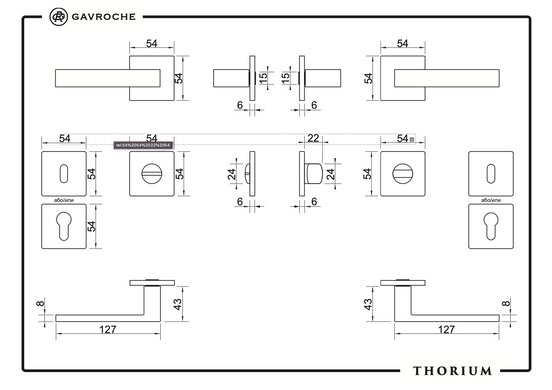 Дверна ручка GAVROCHE- Thorium Th Z25 чорний 49-55 фото