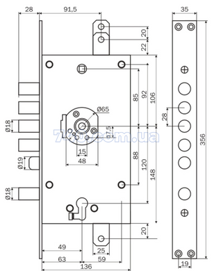 Дверной замок Mottura 3D.788, левый (Art.3D788S800054) 40-0139015 фото