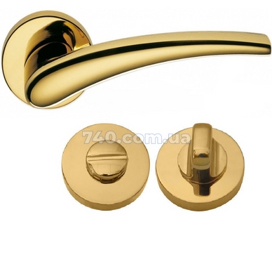 Дверна ручка + накладки для санвузла Colombo Blazer zirconium gold HPS 37551/2 фото