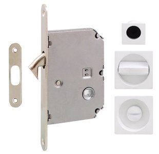 Ручки для раздвижных дверей FIMET 3667R +LOCK+MQ матовый белый (комплект WC) 40-0039729 фото