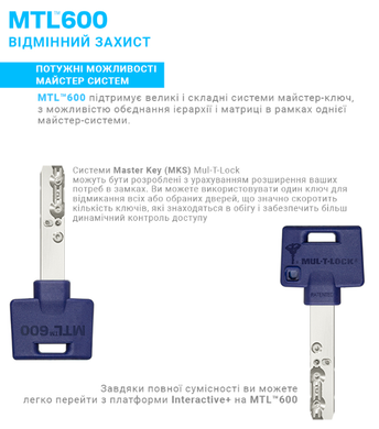 Циліндр MUL-T-LOCK DIN_KK XP MTL600/Interactive+ 62 BM 31x31 CAM30 3KEY DND3D_BLUE_INS 264S+ 49-4473 фото