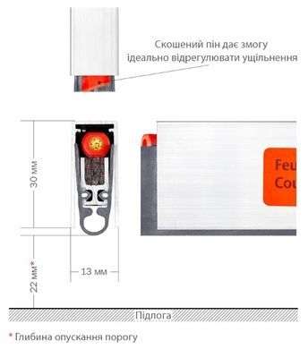 Поріг висувний PLANET HS-plus 13x30mm/22mm 55 db 1085 мм дерев'яні FIRE 44-9522 фото