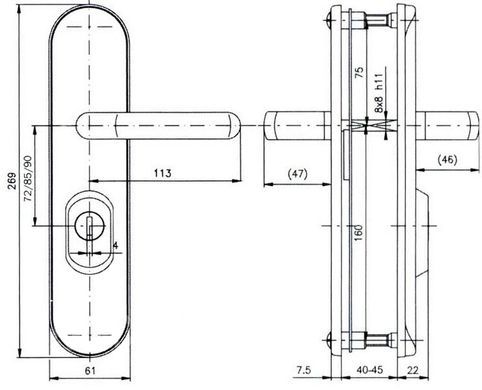 Фурнітура захисна ROSTEX Universal R mov-mov din Plate 72мм Титан_Pvd 22мм 38-55мм 3клас Baryt TI Комплект 40-0004071 фото