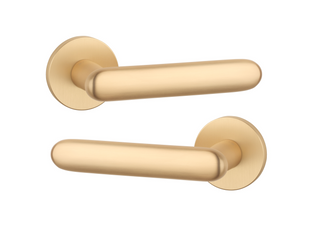 Дверна ручка STILE LARKA R 7S ST матова латунь GOLD SATIN(тонка розетка) 50-1145 фото