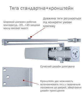 Дверной доводчик RYOBI 3200 D-3200 SILVER BC UNIV_ARM 22,5 EN_3-6 120кг 1400мм FIRE 44-7035 фото
