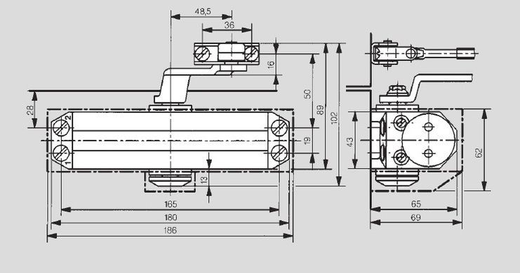 Дверний дотягувач DORMAKABA TS 77 EN 4 (сріблястий) до 80 кг 40-0004398 фото