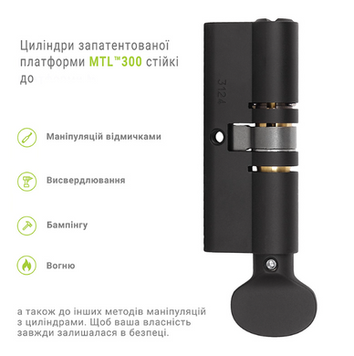 Циліндр MUL-T-LOCK DIN_KT MTL300 90 BM 45x45T TS_BM CAM30 3KEY DND_BLACK 586C 50-657 фото
